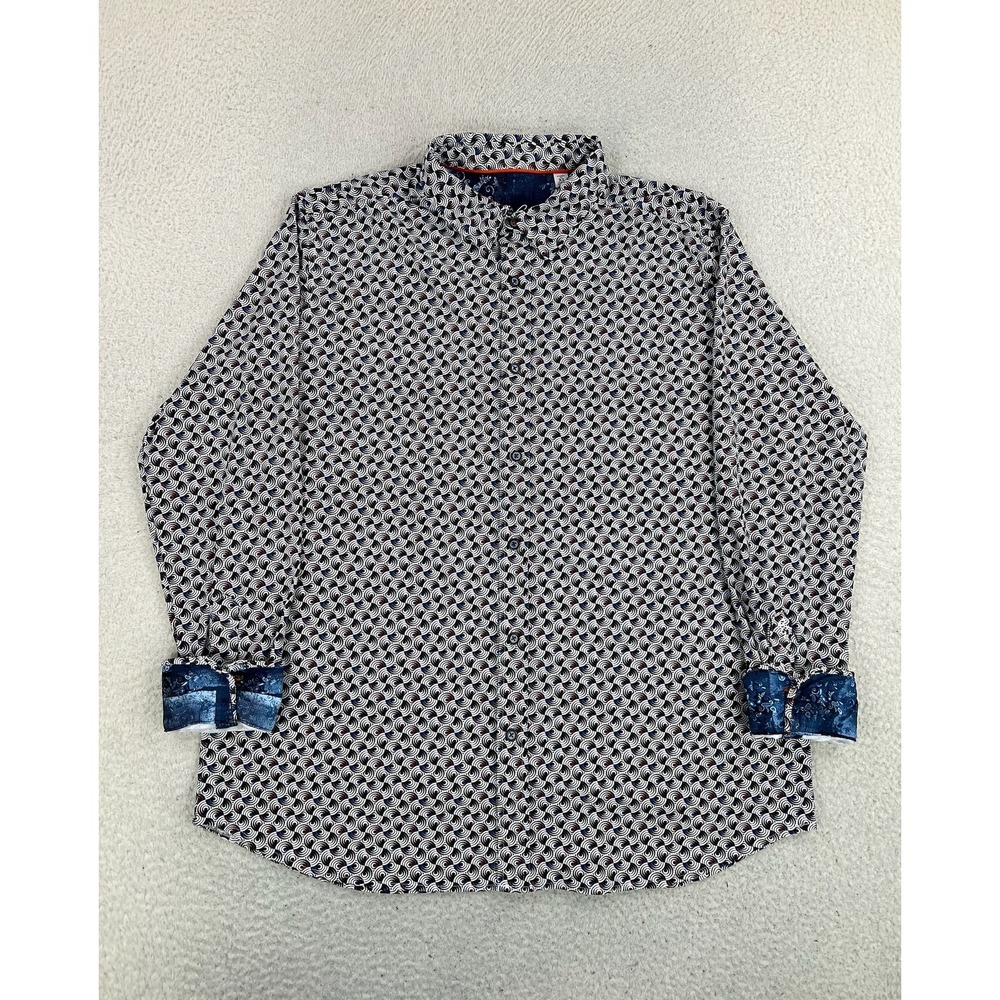 Robert Graham Shirt Mens XL Multicolor Geometric Long Sleeve Button Up Stretch